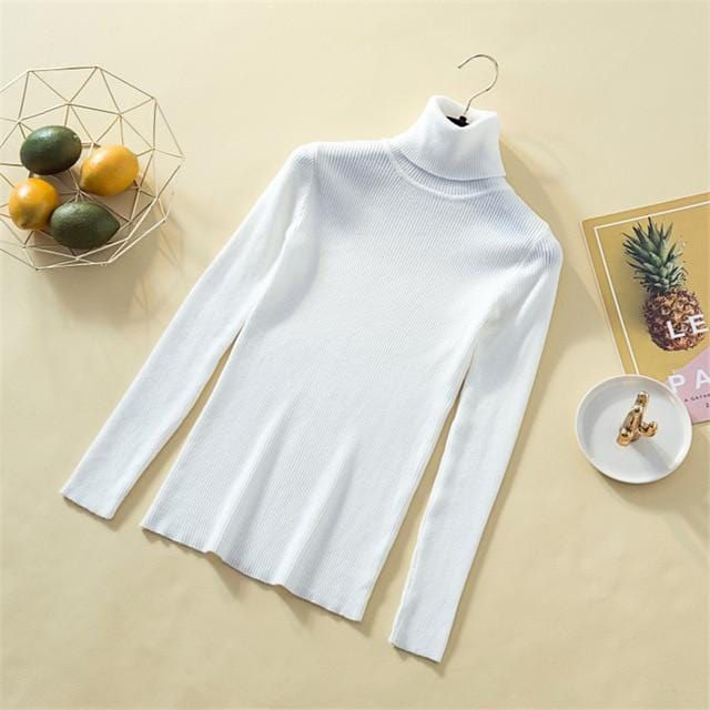 Stricken Pullover Frauen Rollkragen Casual Reinem Kaschmir Pullover Herbst Winter Solide Langarm Slim-jumper Weiche Tops Pull Femme