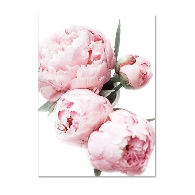 Pink Peony Canvas Poster Nordic Print Positive Life Text Quote Painting Flower Decoration Picture Modern Living Room Decor