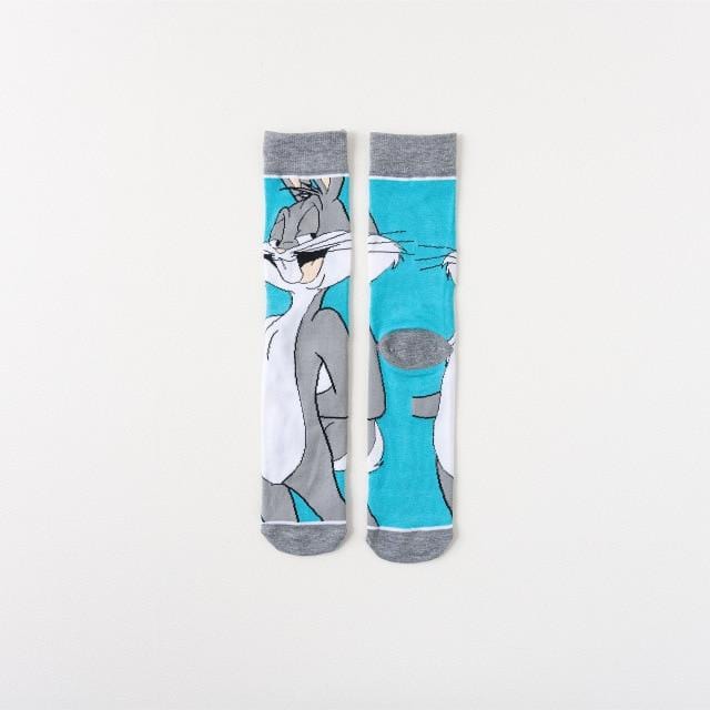 2020 drôle dessin animé imprimé chaussettes lapin canard mode personnalisé nouveauté hommes femmes confort respirant bleu gris coton chaussette