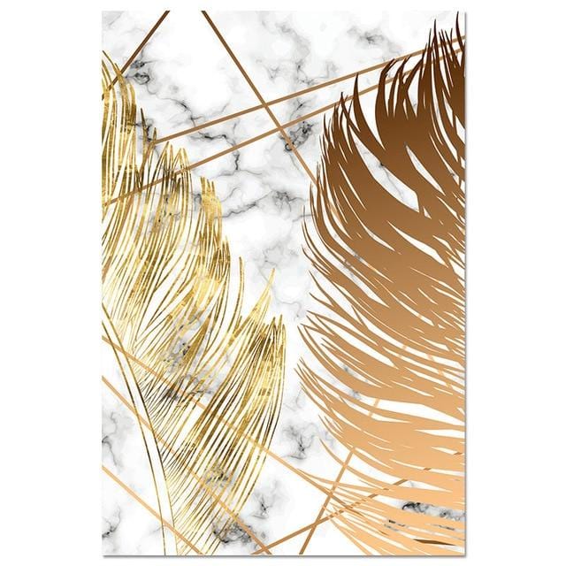Nordic Plants Golden Leaf Canvas Painting Botanical Posters and Print Abstract Wall Art Pictures for Living Room Modern Decor