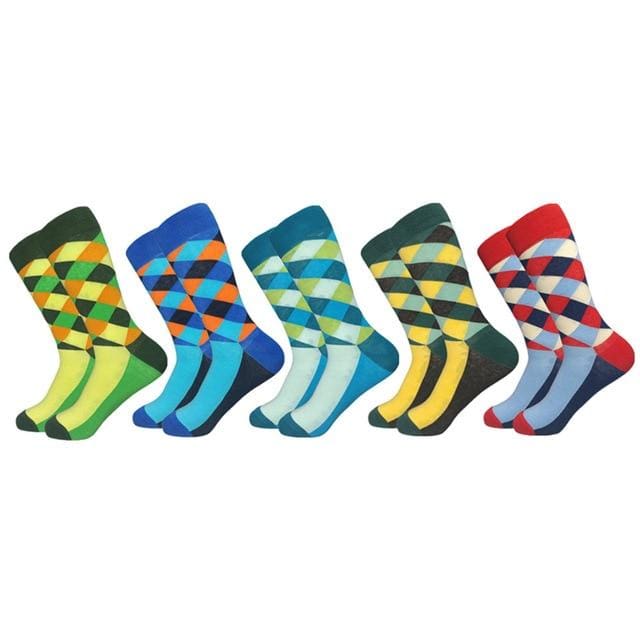 2020 heißer Verkauf Casual Männer Socken Neue Socken mode-design Plaid Bunte glückliche Business Party Kleid Baumwolle Socken Mann