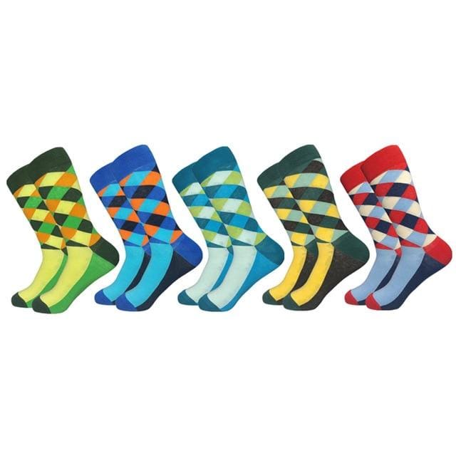 2020 Hot Sale Casual Men Socks New Socks fashion design Plaid Colorful happy Business Party Dress Cotton Socks Man