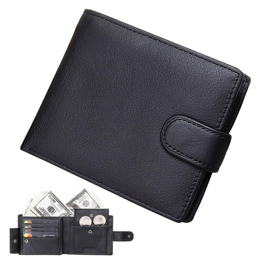 Portefeuille en cuir véritable pour hommes, Design bref, porte-cartes de crédit, pochette à loquet avec poche pour pièces de monnaie