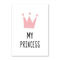 Pink Cartoon Nursery Girl Wall Picture Poster Print Rabbit Crown Baby Room Modern Canvas Painting Kids Children Wall Art Mural