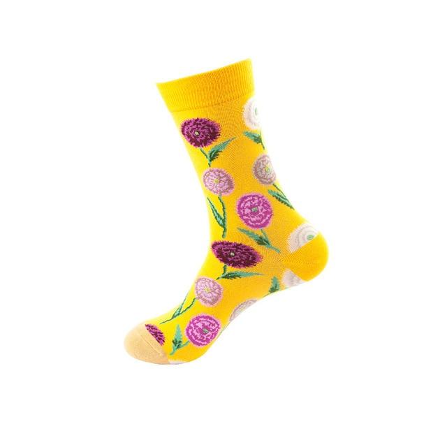Women Socks Funny Cute Cartoon Fruits Avocado Egg Oil Painting Van Gogh Stripes Happy Japanese Harajuku skateboard Socks