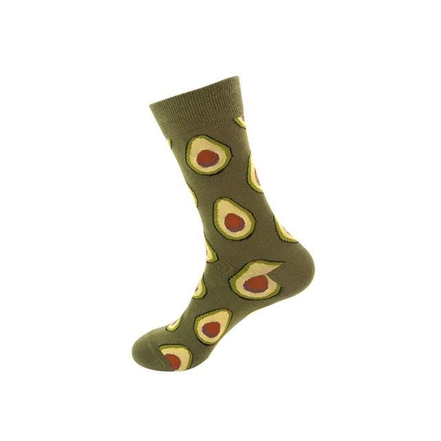 Women Socks Funny Cute Cartoon Fruits Avocado Egg Oil Painting Van Gogh Stripes Happy Japanese Harajuku skateboard Socks