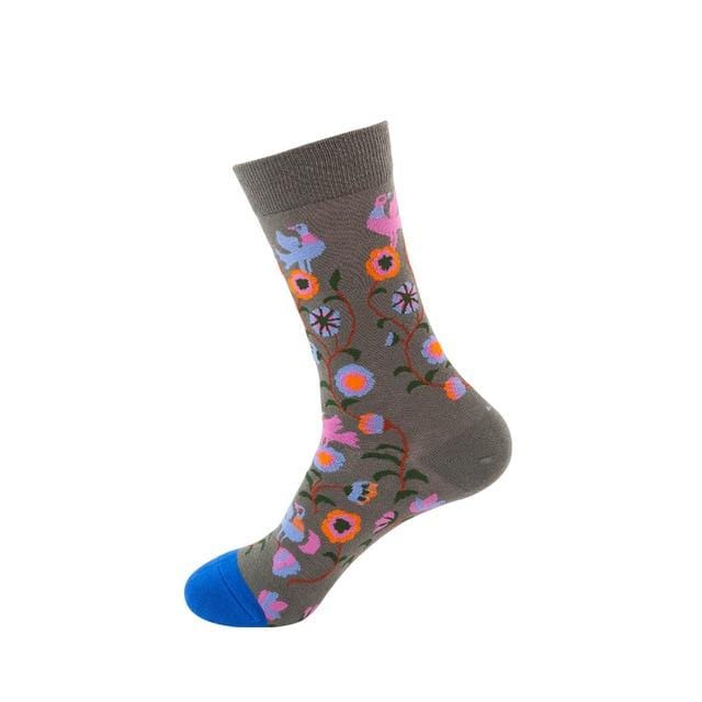 Women Socks Funny Cute Cartoon Fruits Avocado Egg Oil Painting Van Gogh Stripes Happy Japanese Harajuku skateboard Socks