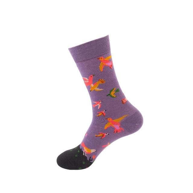 Women Socks Funny Cute Cartoon Fruits Avocado Egg Oil Painting Van Gogh Stripes Happy Japanese Harajuku skateboard Socks