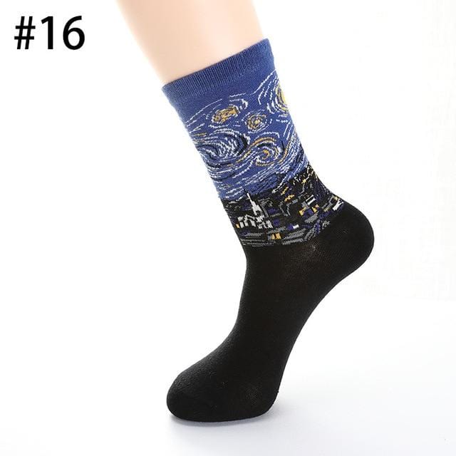 Cotton Socks Men Starry Night Winter Retro Women Personality Art Van Gogh Socks Oil Painting Socks Funny Happy Socks Male socken