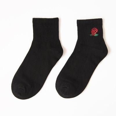 New Harajuku Women's Socks Japan Retro Embroidery Rose Cactus Cotton Literary Funny Socks for Female Gift