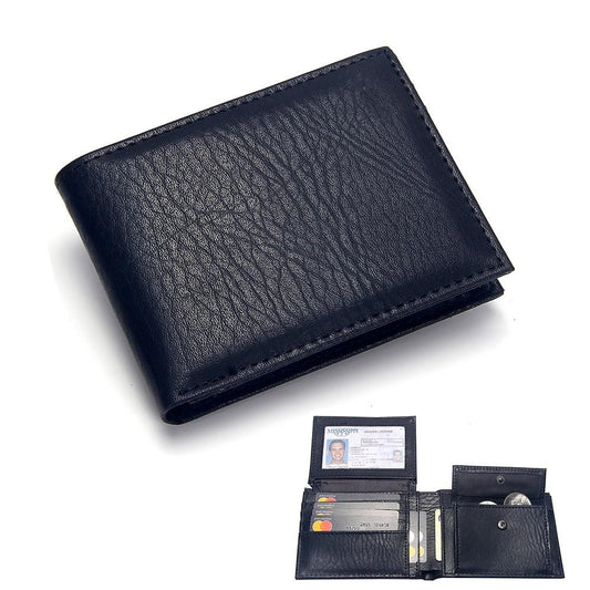 Portefeuille de luxe en cuir Pu pour hommes, solide et mince, à deux volets, porte-cartes de crédit court, porte-monnaie d'affaires
