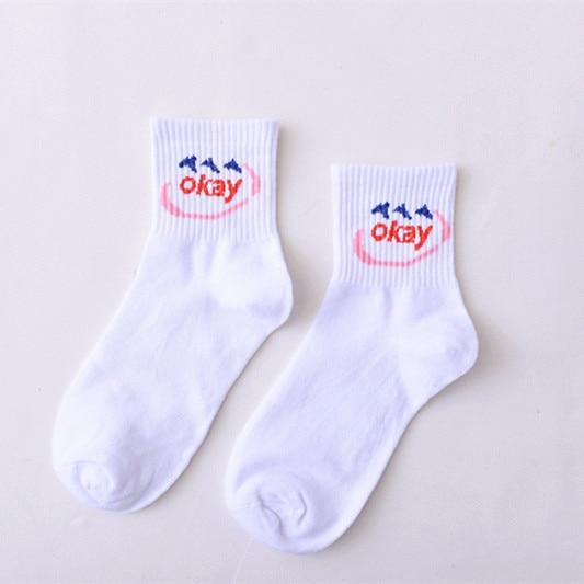 Women Daily Socks Harajuku Korea Japanese Cotton Kitten Flame Ulzzang Socks Men Chinese Cactus Gun Shark Alien Christmas Socks