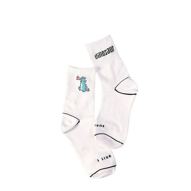 Women Daily Socks Harajuku Korea Japanese Cotton Kitten Flame Ulzzang Socks Men Chinese Cactus Gun Shark Alien Christmas Socks