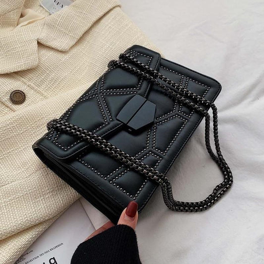Petits sacs à bandoulière avec chaîne à rivets pour femmes, sacoche à épaule de luxe, 2020