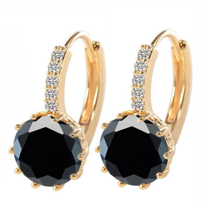 SHUANGR Fashion 10 Colors AAA CZ Element Stud Earrings For Women Vintage Crystal Earrings Statement Wedding Jewelry