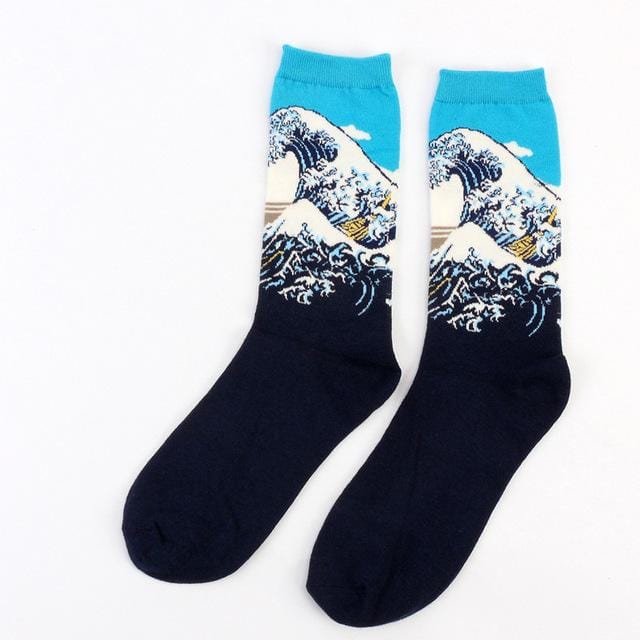 Hot Starry Night Autumn Winter Retro Women Personality Art Van Gogh Mural World Famous Painting Male Socks Oil Funny Happy Socks