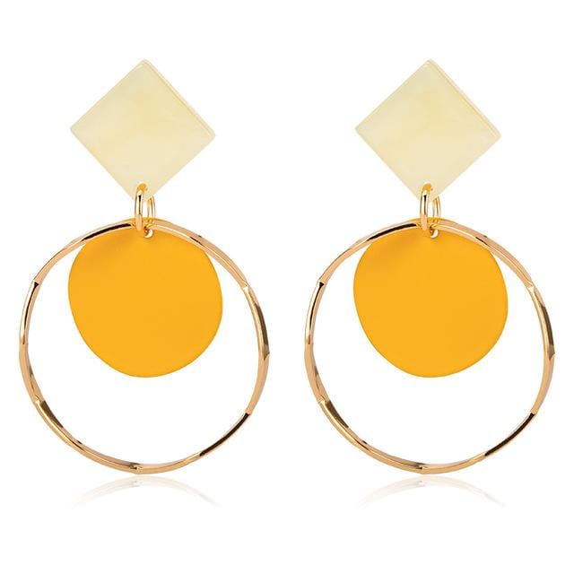 X&P New Korean Heart Statement Drop Earrings 2019 for Women Fashion Vintage Geometric Acrylic Dangle Hanging Earring Jewelry