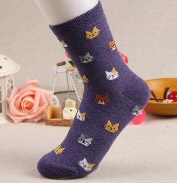 Jeseca 2019 automne femmes chaussettes dessin animé Animal mignon chat chaussette pour filles hiver épais chaud coton chaussette pour dames cadeaux de noël