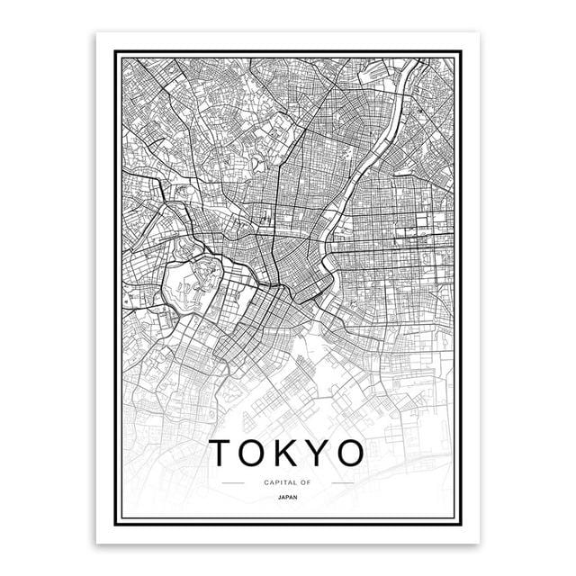 Black White Custom World City Map Paris London New York Posters Nordic Living Room Wall Art Pictures Home Decor Canvas Paintings