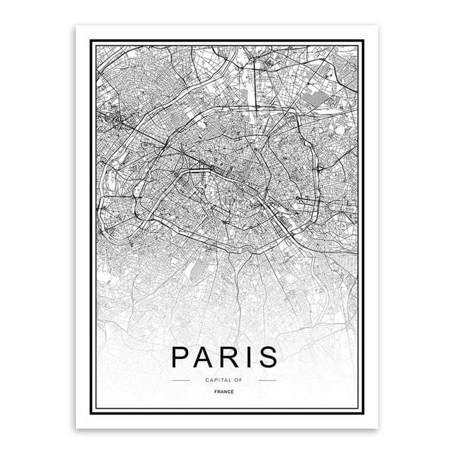 Carte de ville du monde personnalisée en noir et blanc, affiches de Paris, londres, New York, images d'art murales nordiques pour salon, décoration de maison, peintures sur toile