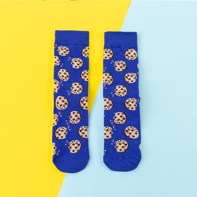 Hot Sales Funny Socks Women Casual Cartoon Fruit Banana Avocado Lemon Egg Cookie Donuts Happy Japanese Harajuku Skateboard Socks