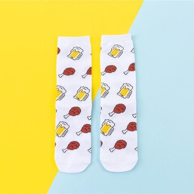 Offres spéciales chaussettes drôles femmes décontracté dessin animé fruits banane avocat citron oeuf biscuit beignets heureux japonais Harajuku chaussettes de planche à roulettes