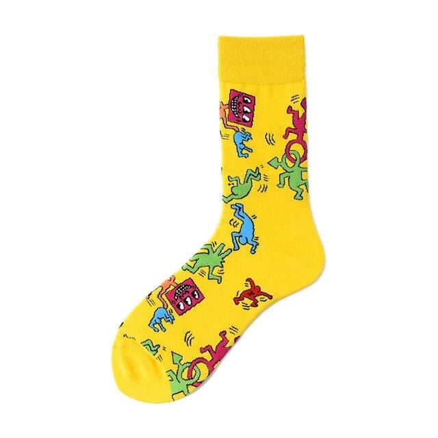 Novelty Happy Funny Men Graphic Socks Combed Cotton Omelette Frog Crazy Burger Salmon Corn Avocado Bird Fish Sock Christmas Gift