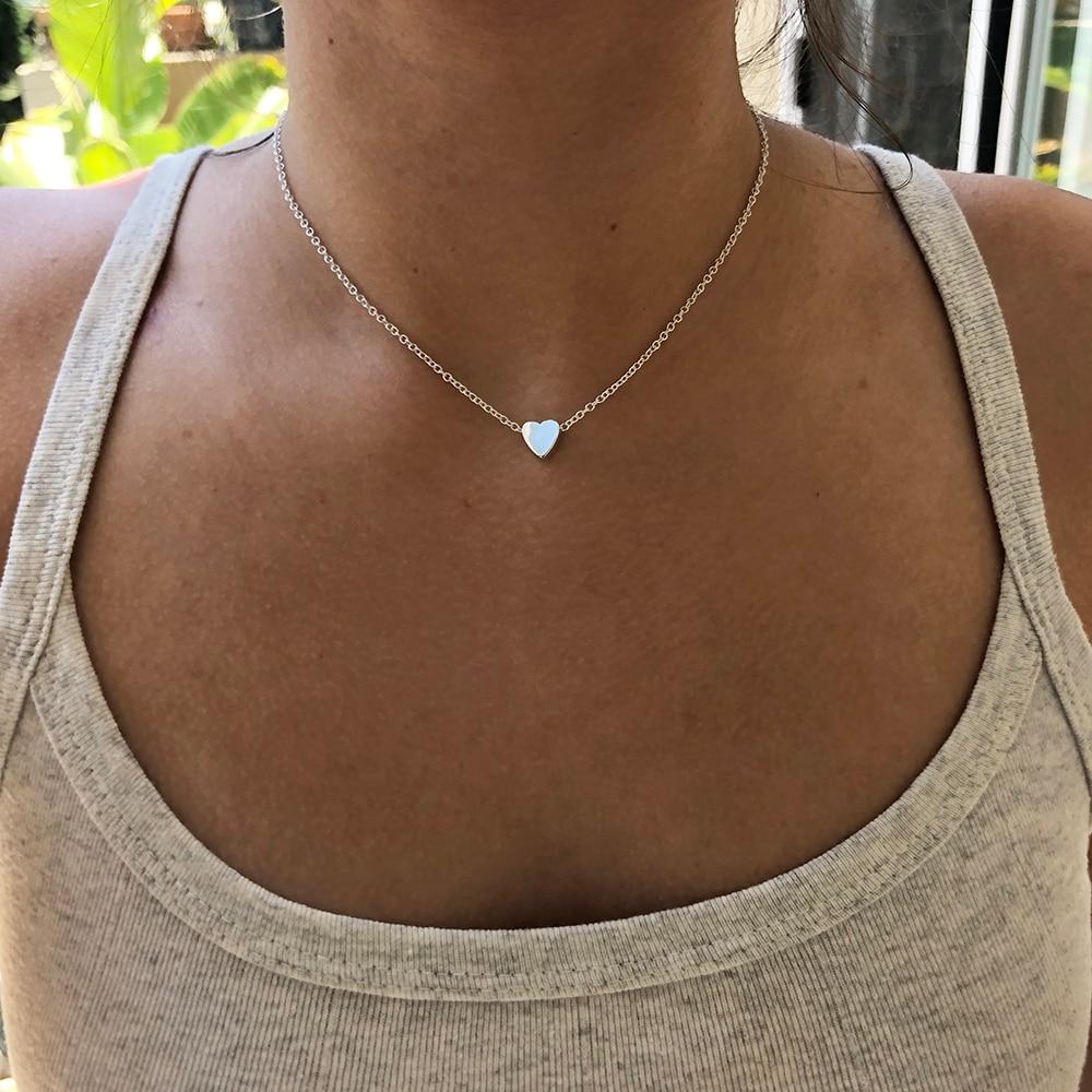 Small heart choker Necklace for women gold silver chain Smalll love NECKLACE PENDANT in collar Bohemian Chocker necklace jewelry