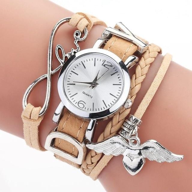 Duoya marque montres pour femmes de luxe argent coeur pendentif en cuir ceinture Quartz horloge dames montre-bracelet 2019 Zegarek Damski
