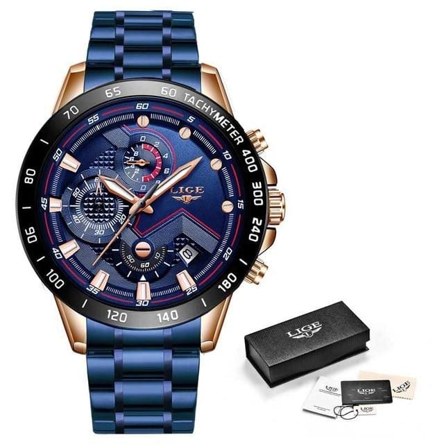 2020 New Fashion Men Watch LIGE Top Brand Analogue Clock Stainless Steel Waterproof Luminous Sports Watch Men Business watches