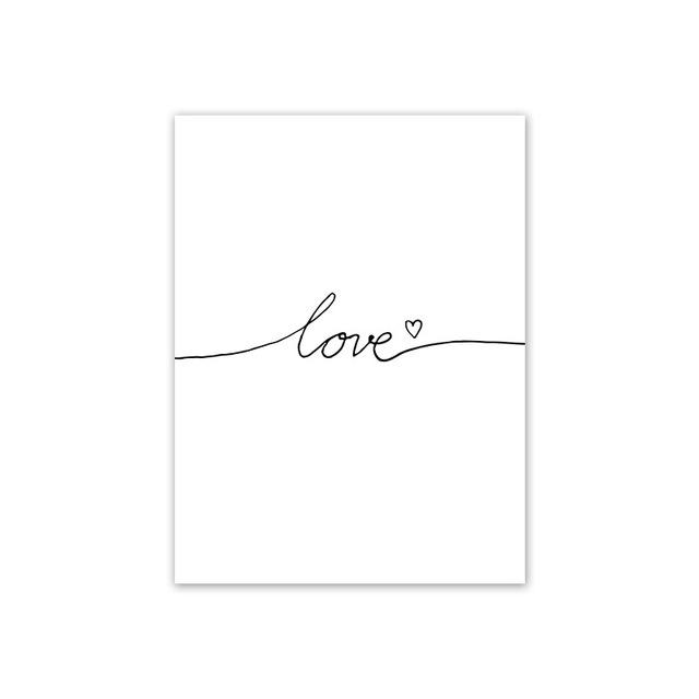 Scandinavian Style Love Poster Black and White Canvas Painting Amore Wall Pictures For Living Room Nordic Decoration Home Art