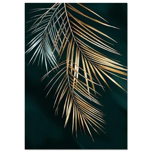 Abstract Golden Plant Leaves Wall Poster Print Modern Style Canvas Painting Art Living Room Decoration Pictures Home Decor