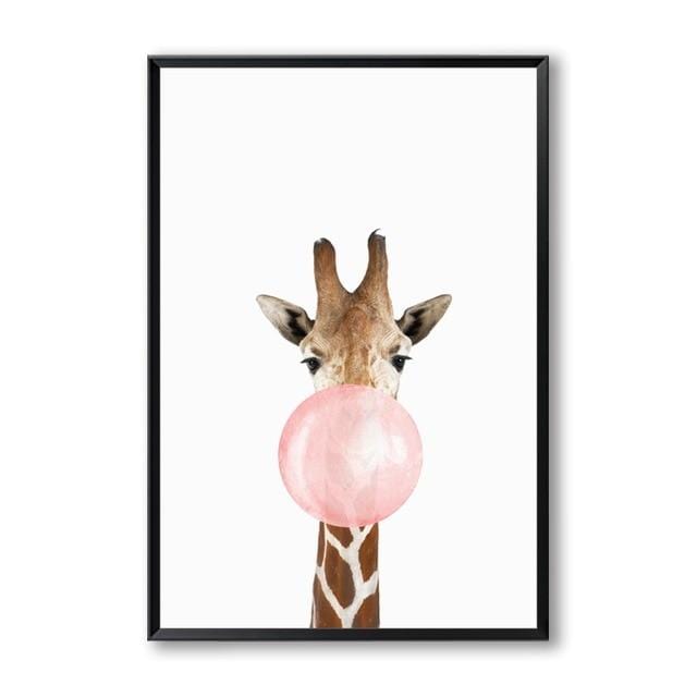 Affiches d'animaux à bulles, gomme à mâcher, girafe, zèbre, toile, peinture artistique murale, image décorative pour pépinière, décoration pour enfants de Style nordique