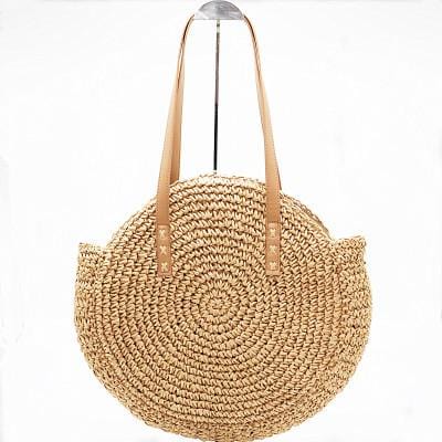 Woven Rattan Bag Round Straw Shoulder Bag Small Beach HandBags Women Summer Hollow Handmade Messenger Crossbody Bags