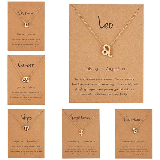 Female Elegant Star Zodiac Sign 12 Constellation Necklaces Pendants Charm Gold Chain Choker Necklaces for Women Jewelry Dropship