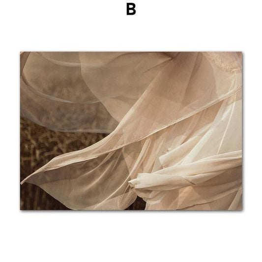Wall Art Canvas Painting Girl Wheat Flower Leaves Plant Nordic Posters And Prints Landscape Wall Pictures For Living Room Decor