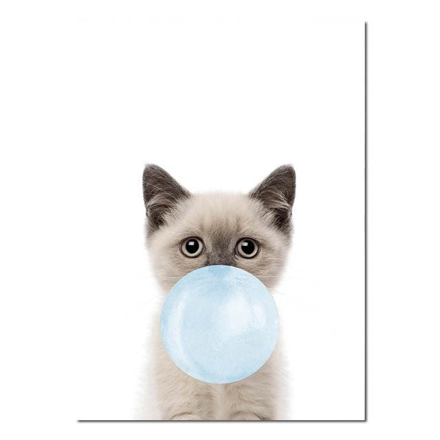 Baby Animal Blue Bubble Poster Nursery Canvas Wall Art Print Zebra Giraffe Painting Nordic Kids Decoration Picture Bedroom Decor