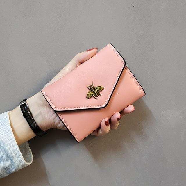 Women's wallet Leather Small bee Luxury Brand Famous Mini Wallets Solid Purses Short Female Coin Purse Credit Card Holder 688