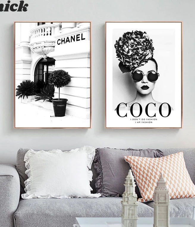 Fashion Flower Woman Poster And Print Coco Quotes Wall Art Canvas