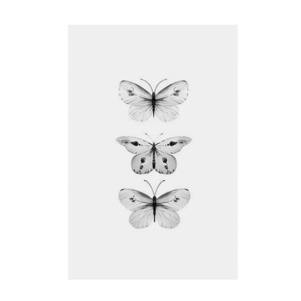 Graues Schmetterlings-Mädchen-Blütenblatt-Liebes-Plakate und Drucke nordisches Plakat-Wandbild-Leinwand-Kunst-Wandbilder für Wohnzimmer ungerahmt