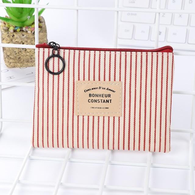 1PC Unisex Canvas Purse Card Key Mini Purse Pouch Canvas Bag Small Zipper Coin Purse Card Holder Wallet Four Colors Available