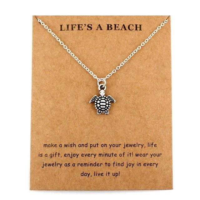 Honeycomb Bee Necklaces Waves Beach Sea Turtle Tortoise Pendants Women Men Girl Unisex Trendy Fashion Jewelry Christmas Gift