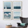 Nordic Seascape Blue Sky Sea landscape Clouds Canvas Painting Poster Print HD Modern Wall Art Pictures For Living Room home deco