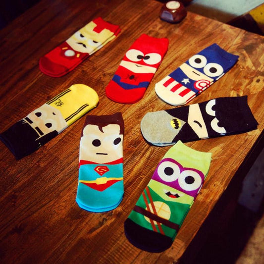 Superhelden-Bootssocken für Herren, Übergröße, Superman, Batman, Kapitän, Arrowman, Superhelden, unsichtbare Happy-Socken, lustige weiche Baumwolle