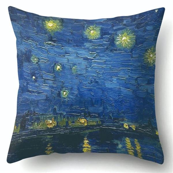 Van Gogh Ölgemälde Stil Baumwolle Kissenbezug 45x45cm Kissenbezug für Sofa Auto Stuhl Geschenk Cojines