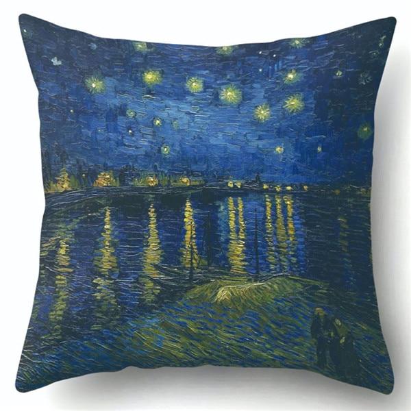 Van Gogh Ölgemälde Stil Baumwolle Kissenbezug 45x45cm Kissenbezug für Sofa Auto Stuhl Geschenk Cojines