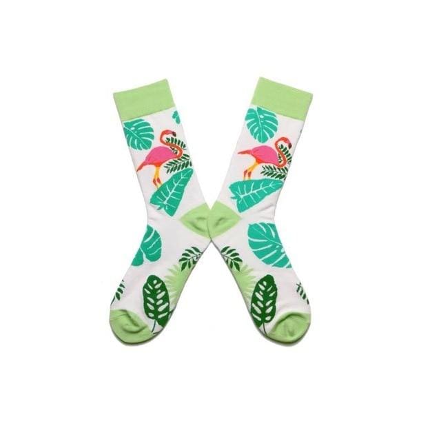 Femmes chaussettes <span>rose</span> vert dessin animé animaux flamants imprimés Harajuku mignon drôle coloré heureux femme décontracté Hip Hop Skate bonneterie