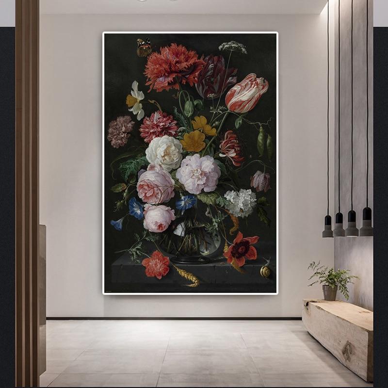 Noble Flower Oil Painting on Canvas Art Classic Roses Cuadros Decoracion Posters and Prints Nordic Wall Picture for Living Room