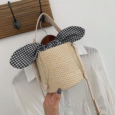2019 Summer Korean Fashion Women Bow Knot Straw Bag Retro Vintage Beach Bag Street Style Straw Woven Bucket Bags
