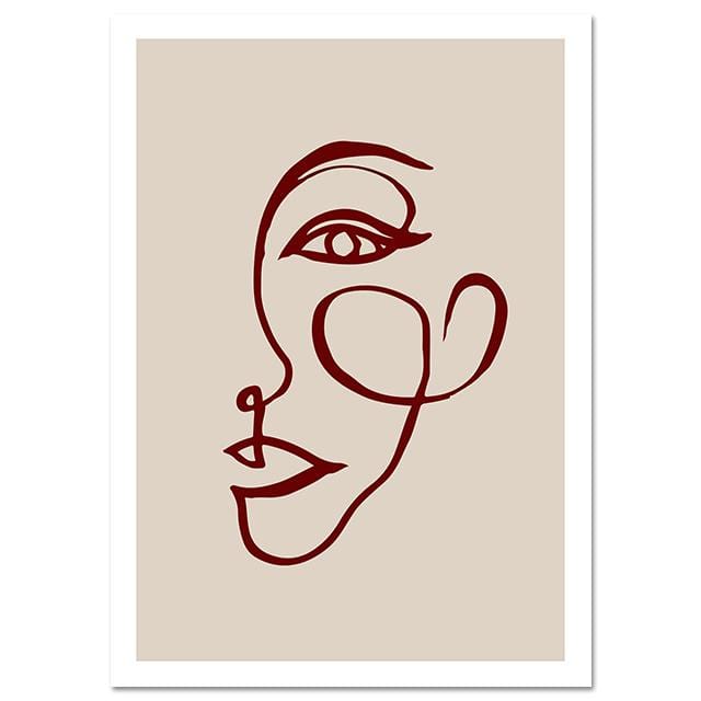 Affiche de visage de ligne abstraite minimaliste, peintures sur toile imprimées pour salon, Art mural décoratif, image nordique, décoration de maison